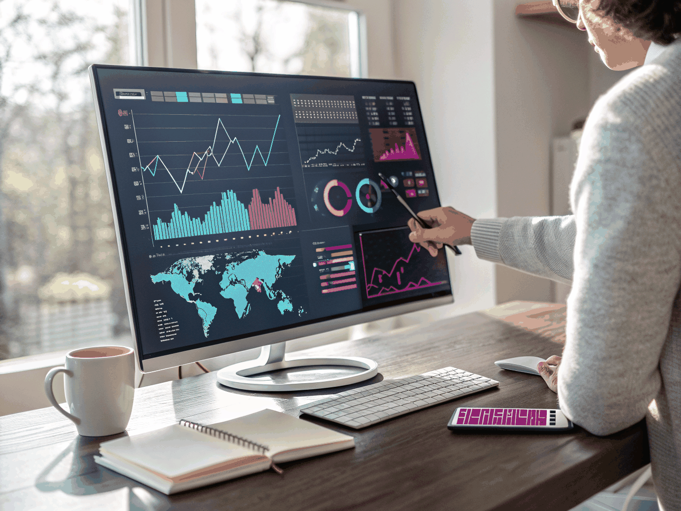 Digital marketing dashboard showing growth metrics and audience engagement